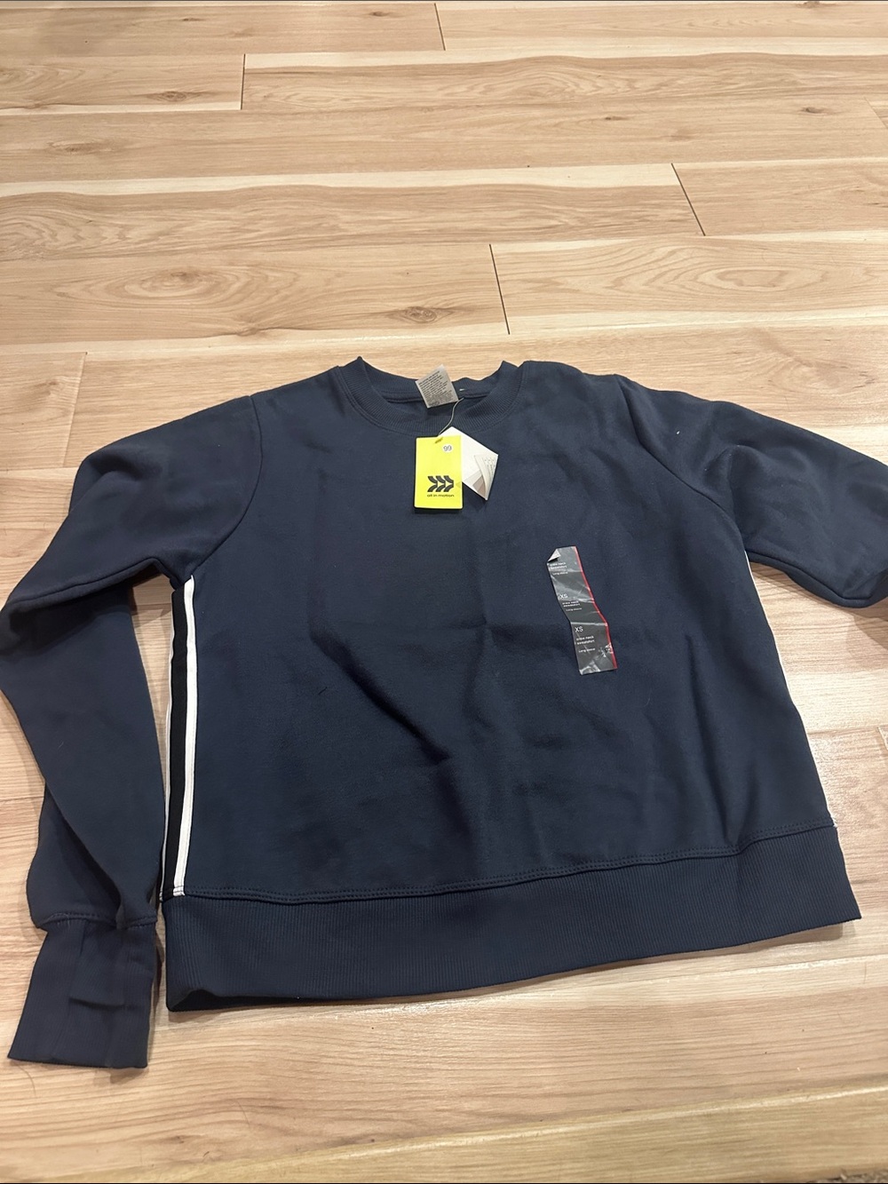 all in motion Navy Crewneck Sweatshirt with White Side Stripe